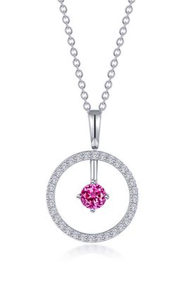 Lafonn Simulated Diamond Lab-Created Birthstone Reversible Pendant Necklace in Pink/October