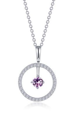 Lafonn Simulated Diamond Lab-Created Birthstone Reversible Pendant Necklace in Purple/February