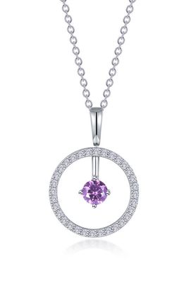 Lafonn Simulated Diamond Lab-Created Birthstone Reversible Pendant Necklace in Purple/June