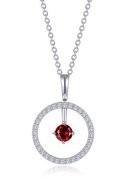 Lafonn Simulated Diamond Lab-Created Birthstone Reversible Pendant Necklace in Red/January