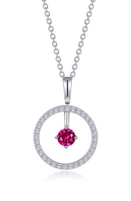 Lafonn Simulated Diamond Lab-Created Birthstone Reversible Pendant Necklace in Red/July