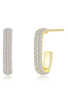 Lafonn Simulated Diamond Paper Clip Hoop Earrings in Gold