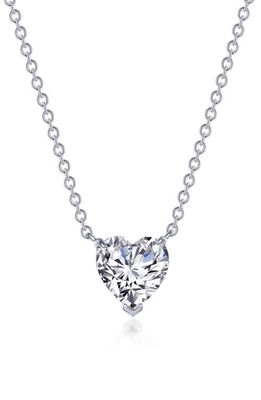 Lafonn Simulated Diamond Solitaire Heart Pendant Necklace in White/Silver