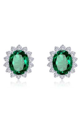 Lafonn Simulated Emerald & Simulated Diamond Halo Stud Earrings in Green