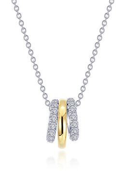 Lafonn Two-Tone Simulated Diamond Tube Charm Necklace in Two Tone