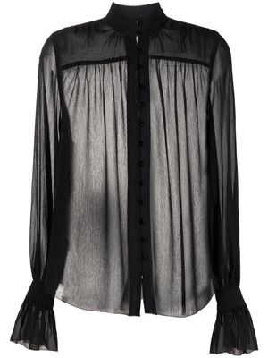 L'Agence balloon-sleeved sheer blouse - Black