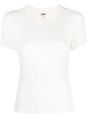 L'Agence button-placket round-neck T-shirt - White