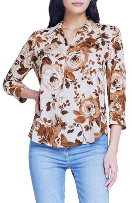 L'AGENCE Camille Floral Print Blouse in Tan Multi Tonal Floral