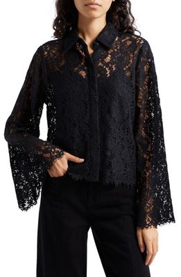 L'AGENCE Carter Lace Shirt in Black