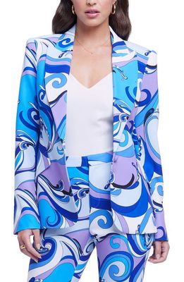 L'AGENCE Chamberlain Abstract Print Blazer in Provnce Blu /lavendr St Martin