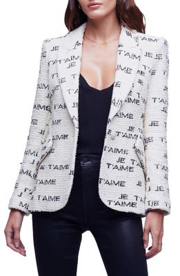 L'AGENCE Chamberlain Graphic Tweed Blazer in Ivory/Black Je Taime