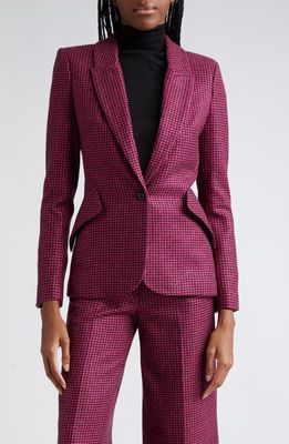 L'AGENCE Chamberlain Houndstooth Blazer in Pink/Black Houndstooth