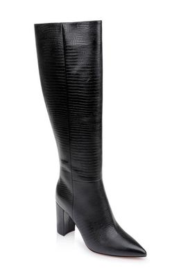 L'AGENCE Christiane II Reptile Embossed Knee High Boot in Black