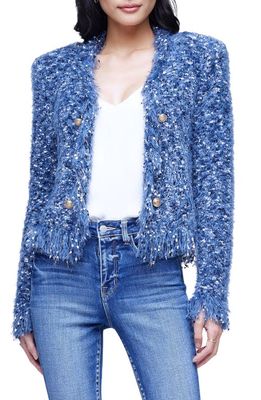 L'AGENCE Confetti Knit Cardigan in Blue Multi
