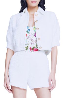 L'AGENCE Cove Elbow Sleeve Crop Tweed Jacket in White