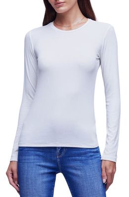 L'AGENCE Crewneck Long Sleeve T-Shirt in White
