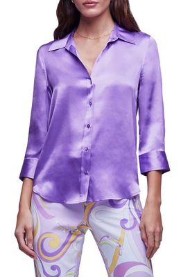 L'AGENCE Dani Silk Charmeuse Blouse in Orchid