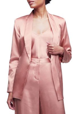 L'AGENCE Everly Silk Blazer in Rose Tan