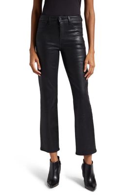 L'AGENCE Ginny Coated High Waist Ankle Straight Leg Jeans in Noir Coated