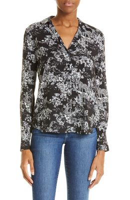 L'AGENCE Holly Floral Print Long Sleeve Button-Up Blouse in Black/White