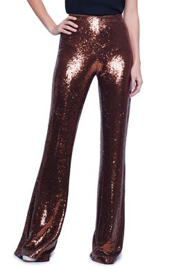 L'AGENCE Honor Sequin Flare Leg Pants in Bronze