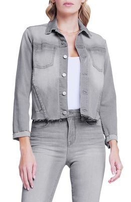 L'AGENCE Janelle Raw Hem Slim Denim Trucker Jacket in Bogota