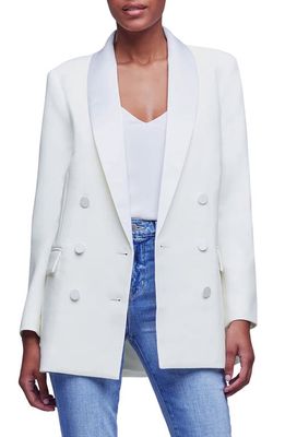 L'AGENCE Jayda Double Breasted Blazer in Ivory/White