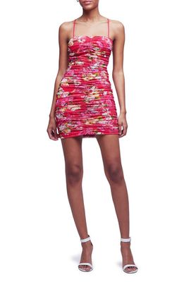 L'AGENCE Karly Floral Ruched Dress in Cabaret Pnk Mlti Moschata Rosa