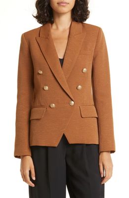 L'AGENCE Kenzie Double Breasted Blazer in Fawn/Ivory Large Horse