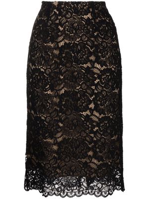 L'Agence lace-pattern pencil skirt - Black