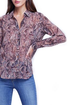 L'AGENCE Laurent Paisley Button-Up Shirt in Brown Multi Neutral Paisley