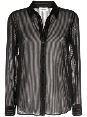 L'Agence Laurent stripe-pattern sheer shirt - Black