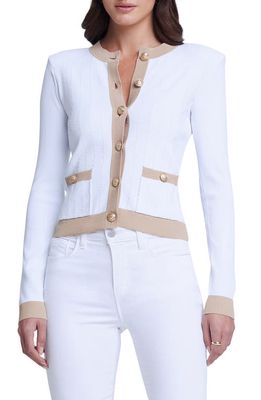 L'AGENCE Leon Button Cardigan in White/Biscuit