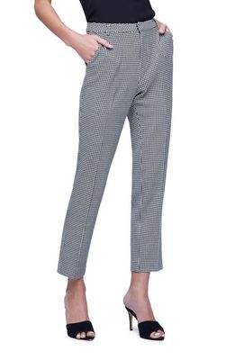 L'AGENCE Logan Houndstooth Trousers in Black/Ivory Small Houndstooth
