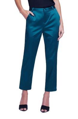 L'AGENCE Logan Stretch Satin Trousers in Botanical Green