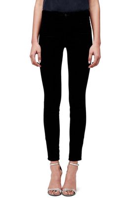 L'AGENCE Marguerite High Waist Velvet Skinny Jeans in Noir