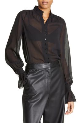 L'AGENCE Marion Ruffle Cuff Blouse in Black