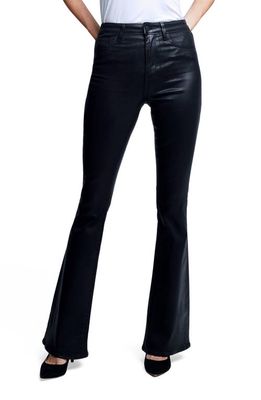 L'AGENCE Marty Coated High Waist Flare Leg Jeans in Noir Coated