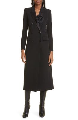 L'AGENCE Quinton Rosette Detail Long Tuxedo Jacket in Black