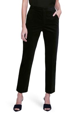 L'AGENCE Rebel Slim Fit Stretch Cotton Ankle Trousers in Black