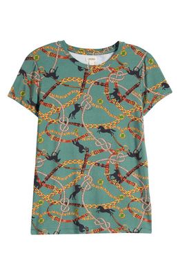 L'AGENCE Ressi Horse Chain Graphic T-Shirt in Frosty Spruce Horse Chain