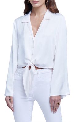 L'AGENCE Roxanne Tie Front Blouse in White