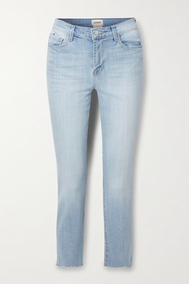 L'Agence - Sada Frayed Cropped High-rise Slim-leg Jeans - Blue