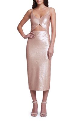 L'AGENCE Sequin Cutout Dress in Cappuccino