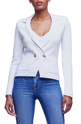 L'AGENCE Sofia Cotton Blend Cardigan Blazer in White