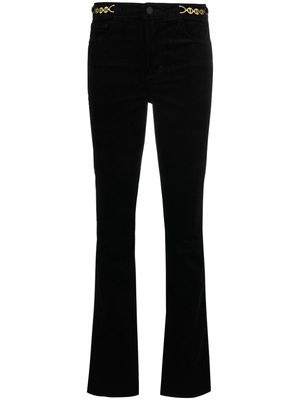 L'Agence Stevie chain-link flared velvet trousers - Black