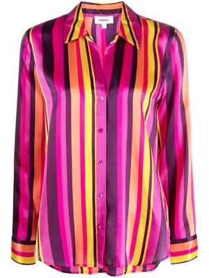 L'Agence striped long-sleeve silk shirt - Pink