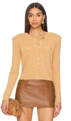 L'AGENCE Toulouse Cropped Cardi in Tan