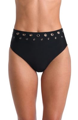 L'AGENCE Vanessa Grommet High Waist Bikini Bottoms in Black