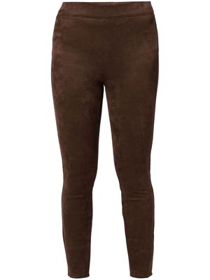 L'Agence velvet-effect leggings - Brown